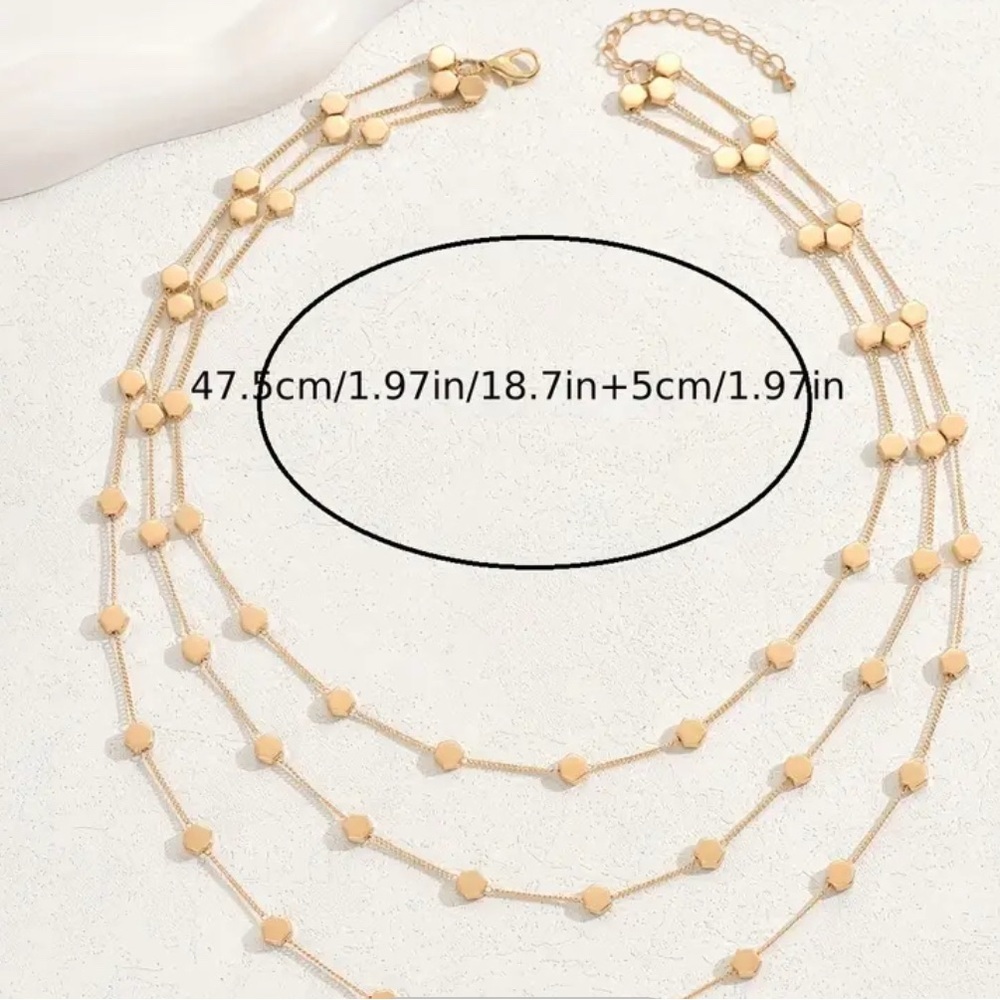 - Vintage Titanium‎ Multi-Layered Chain Necklace with Gold Plating - Picture 4 of 4